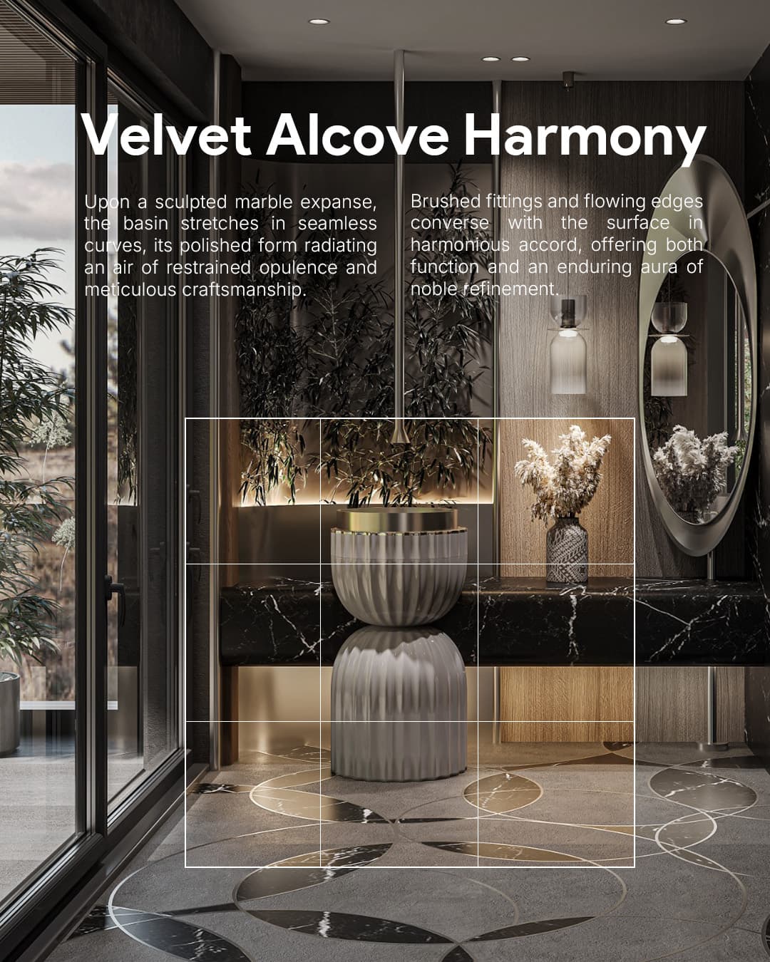 Velvet Alcove Harmony with grid overlay